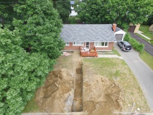 Sewer Repair - Drone view                